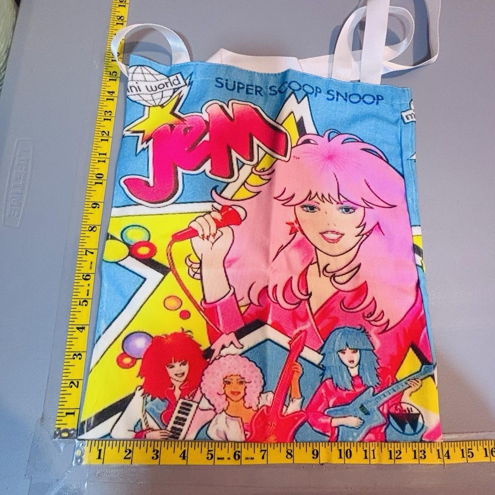 Jem Holograms‎ Pink Reusable Tote Bag Shopping Grocery Travel Double Handle New
